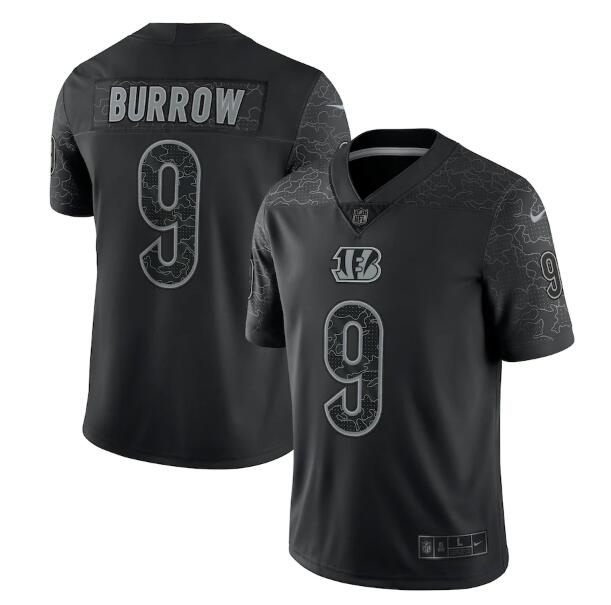 Youth Cincinnati Bengals #9 Joe Burrow Black Reflective Limited Stitched Football Jersey